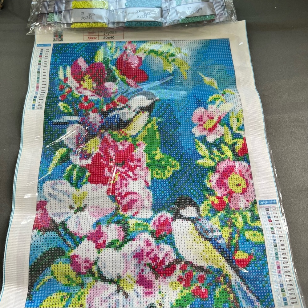 Blue Bird and Flower Scene Diamond Painting Craft